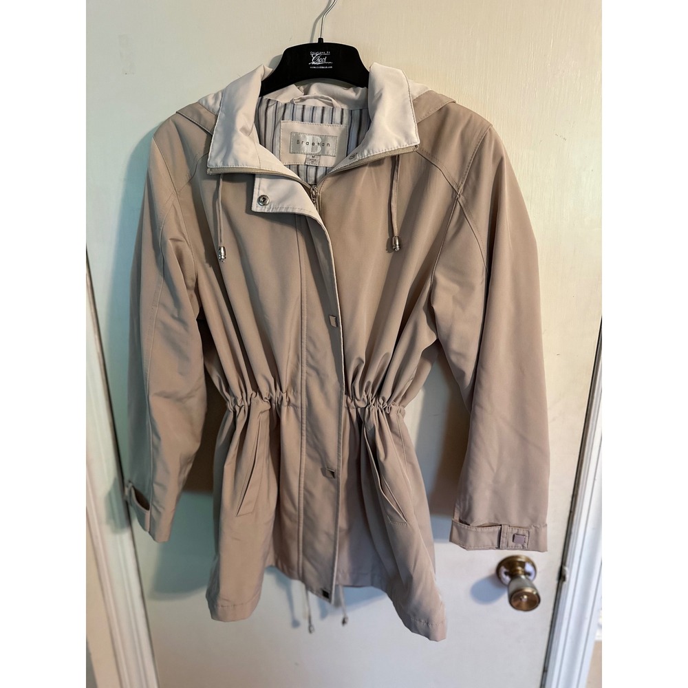 Braetan Jacket Anorak Hooded Drawstring Lightweight Cinch Waist Beige Size M
